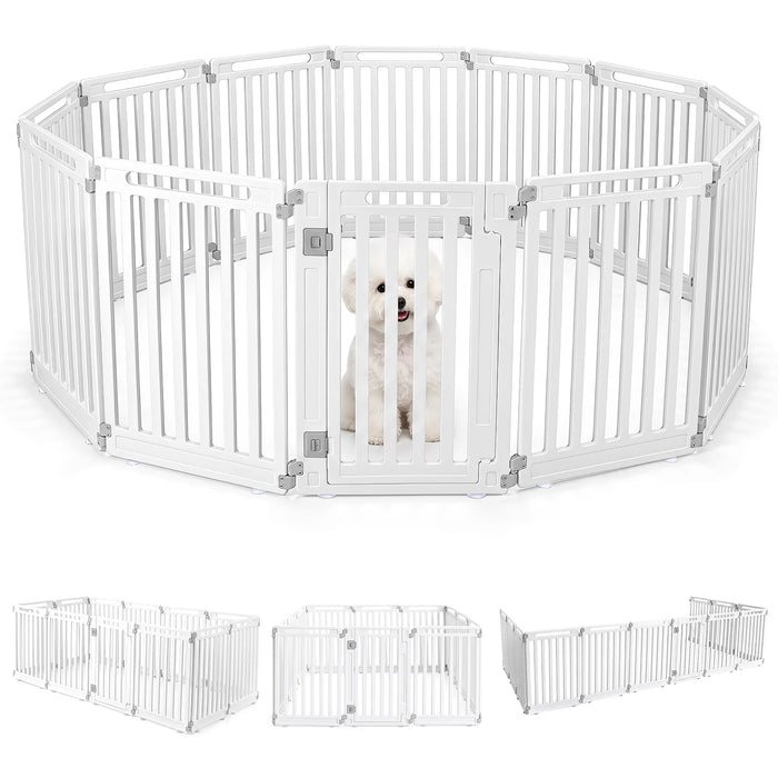 Plastic Pet Fence with Door Lock for Small Medium Dogs Puppy-