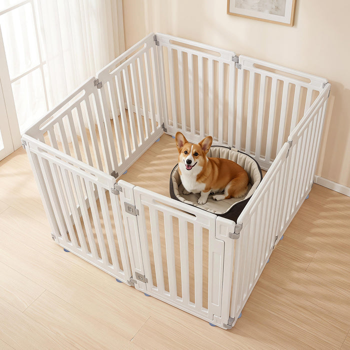 Plastic Pet Fence with Door Lock for Small Medium Dogs Puppy-