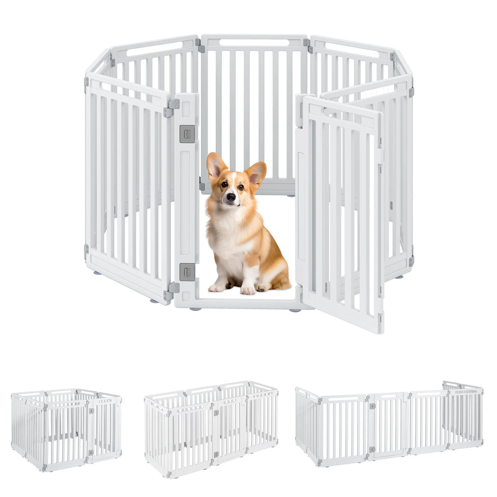 Plastic Pet Fence with Door Lock for Small Medium Dogs Puppy-