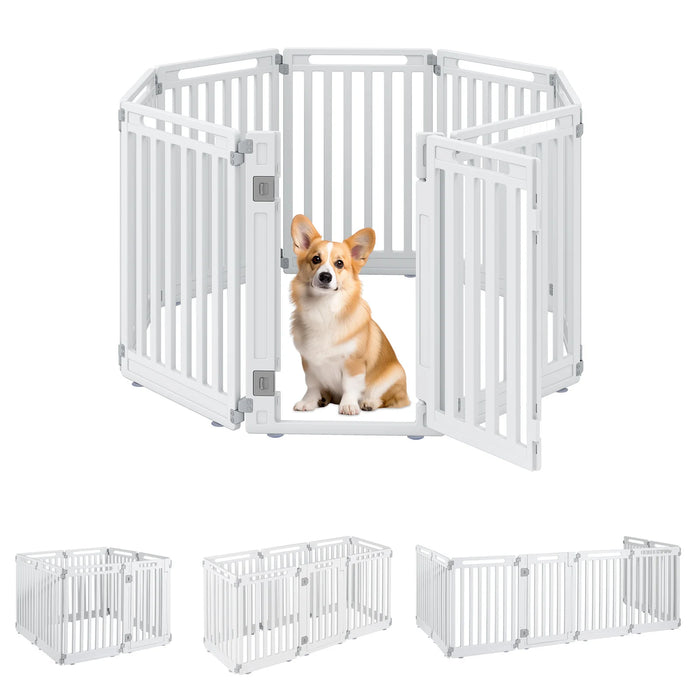 Plastic Pet Fence with Door Lock for Small Medium Dogs Puppy-
