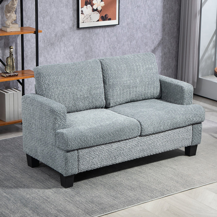 HOMCOM 2 Seater Sofa, 138 cm Loveseat Sofa with Removable Back Cushions, Chenille Fabric Small Couch Settee with S-springs for Living Room, Bedroom, Home Office, Light Grey