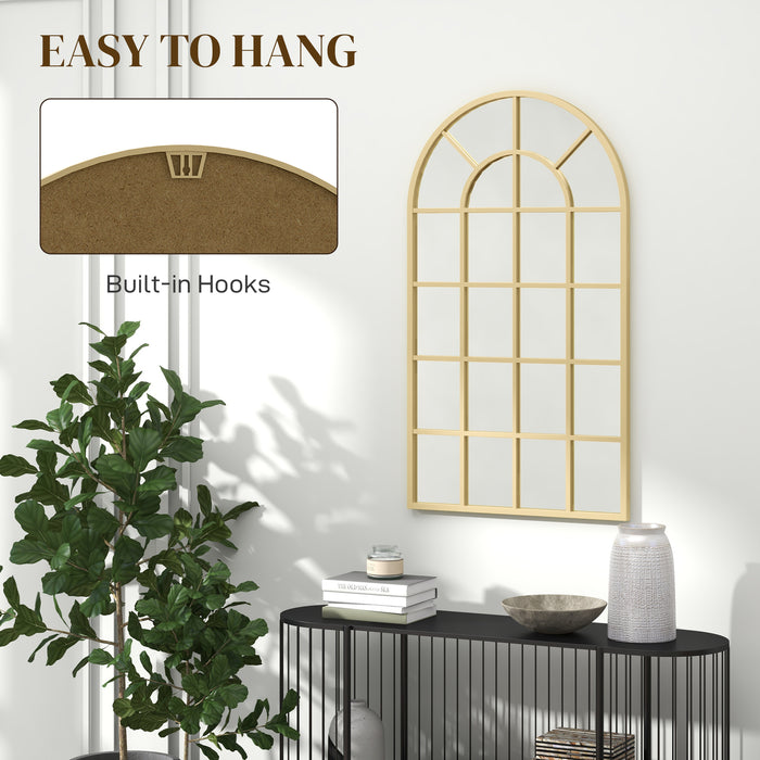 HOMCOM 110 x 65 cm Arched Decorative Wall Mirror for Bedroom Living Room, Modern Window Bathroom Mirror for Home Decor