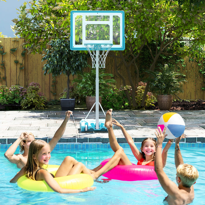 Pool Basketball Hoop Poolside Basketball Goal with 83 cm Shatterproof Backboard-