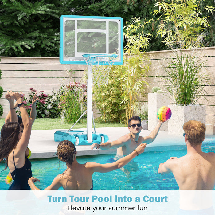 Pool Basketball Hoop Poolside Basketball Goal with 83 cm Shatterproof Backboard-