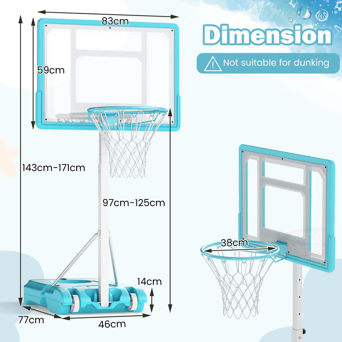 Pool Basketball Hoop Poolside Basketball Goal with 83 cm Shatterproof Backboard-