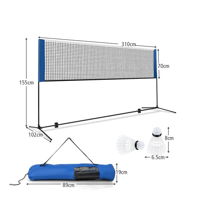 Portable Badminton Net with Poles and Carrying Bag for Lawn-