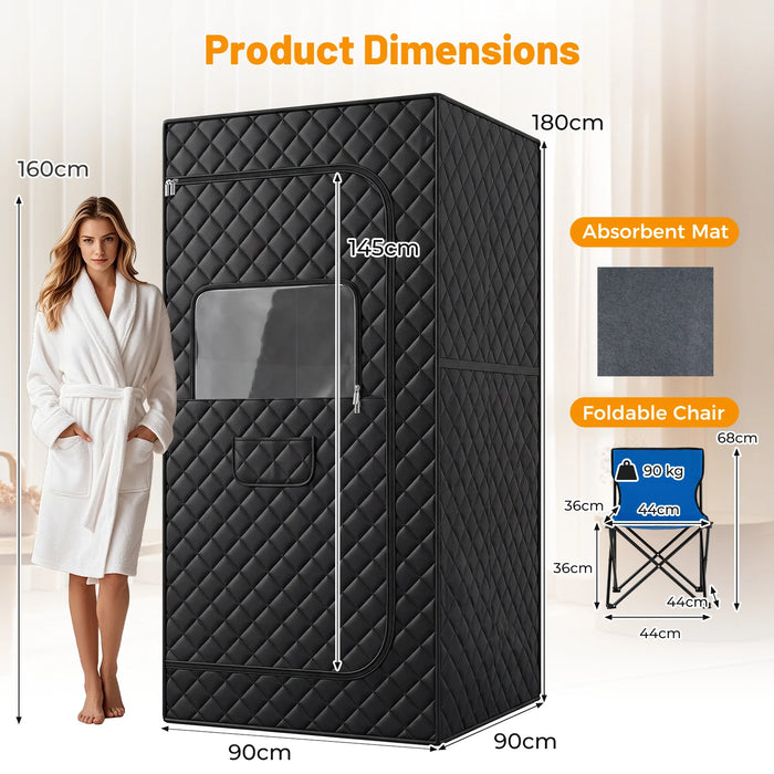 Portable Far Infrared Sauna Box for Home with Heated Foot Pad-