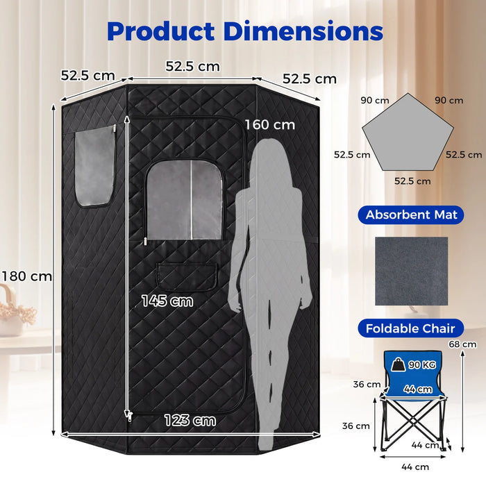 Portable Far Infrared Sauna Box with Heated Foot Pad and Remote Control-