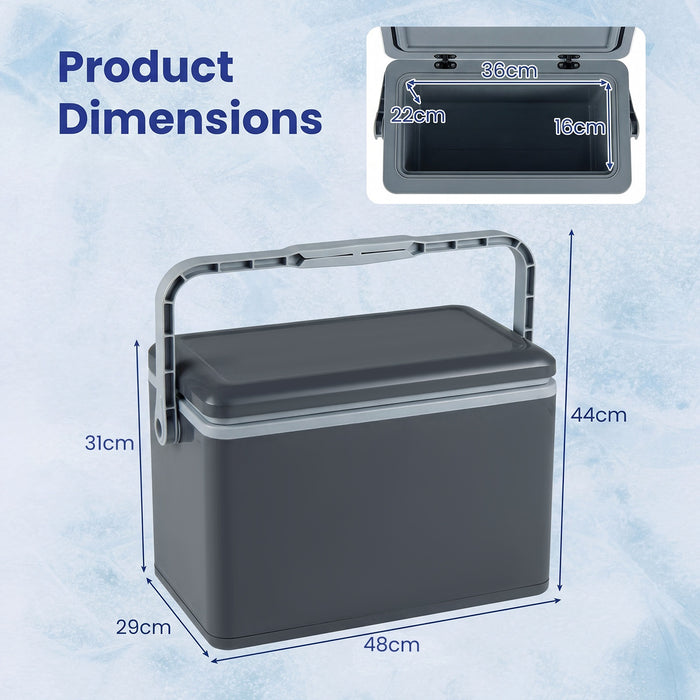 Portable Hard Cooler 12 L Injection Molded Insulated Ice Chest with Easy-Grip Handle-