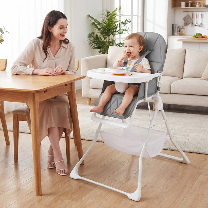 Portable High Chair with 3-Level Adjustable Tray and Footrest-
