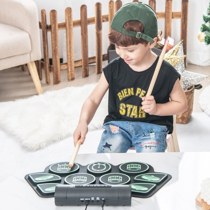 Portable 9 Pads Electric Drum Set with USB and MP3 Port-