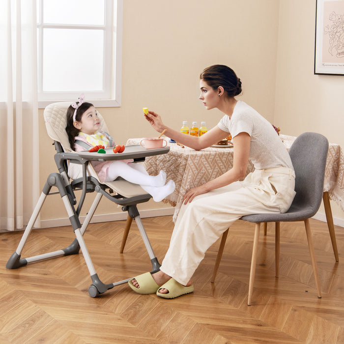Portable Adjustable Highchair with Footrest and Detachable Tray for Babies-