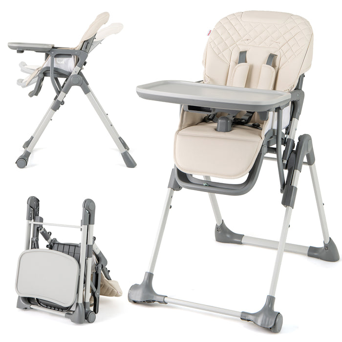 Portable Adjustable Highchair with Footrest and Detachable Tray for Babies-