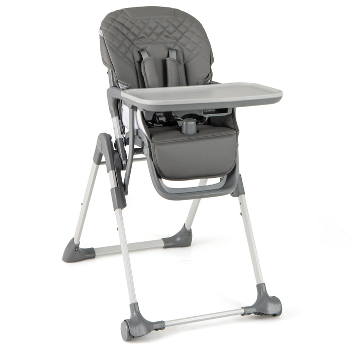 Portable Adjustable Highchair with Footrest and Detachable Tray for Babies-