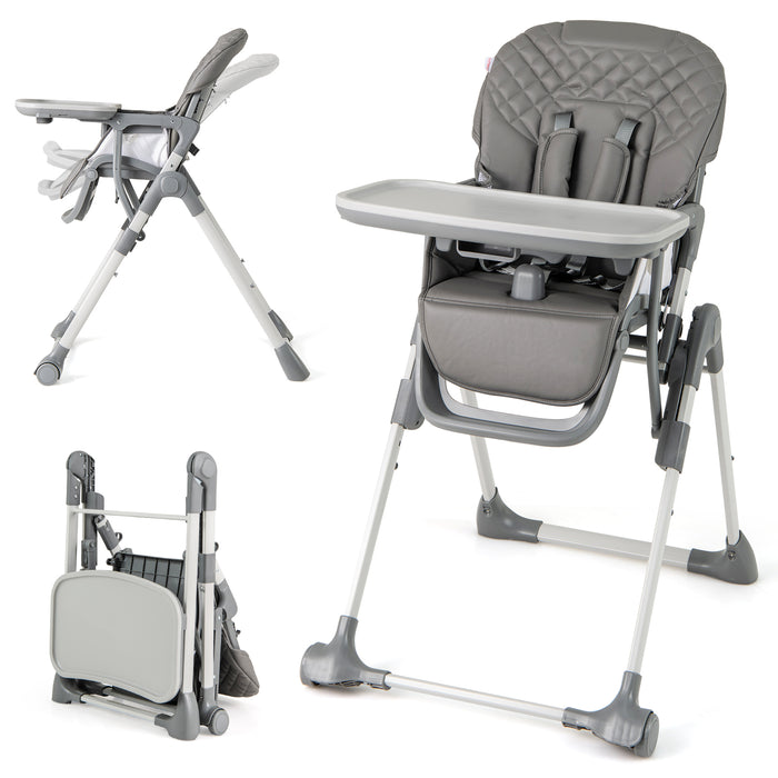Portable Adjustable Highchair with Footrest and Detachable Tray for Babies-