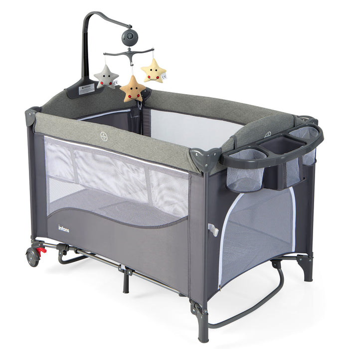 5-in-1 Portable Baby Travel Cot with Detachable Changing Table-