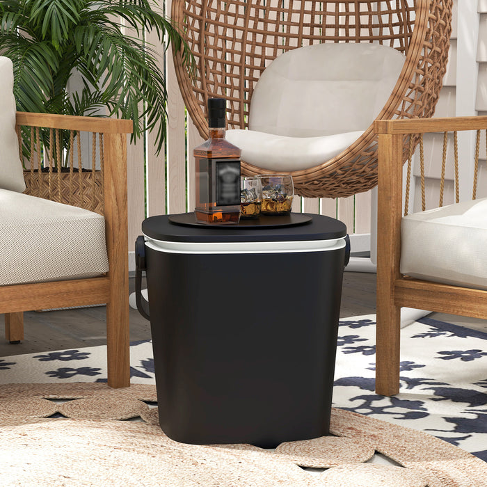 Portable Cooler Side Table with Handle and Bottle Opener-