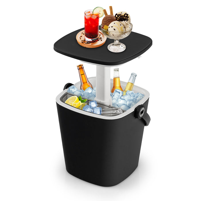 Portable Cooler Side Table with Handle and Bottle Opener-
