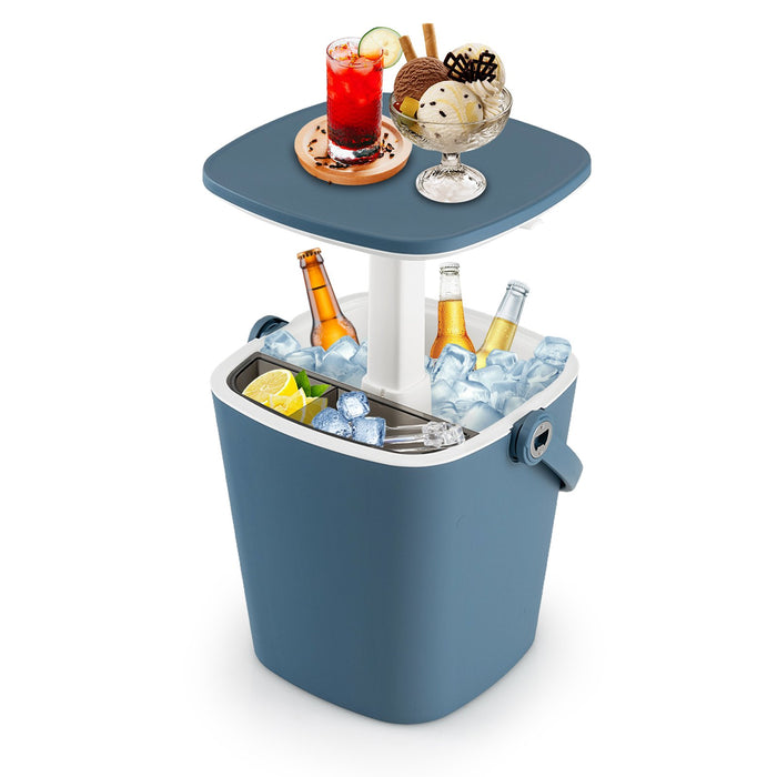 Portable Cooler Side Table with Handle and Bottle Opener-