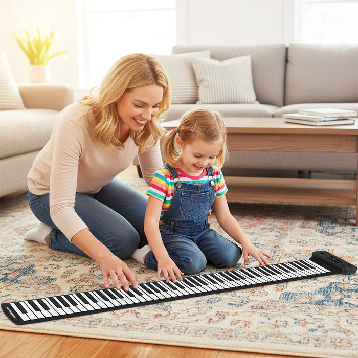 Portable Hand Roll Piano Keyboard with 128 Rhythms-