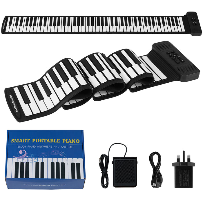 Portable Hand Roll Piano Keyboard with 128 Rhythms-