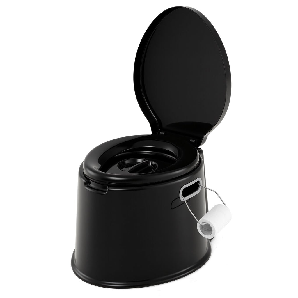 Portable Travel Toilet with Detachable Inner Bucket and Removable Toilet Paper Holder-