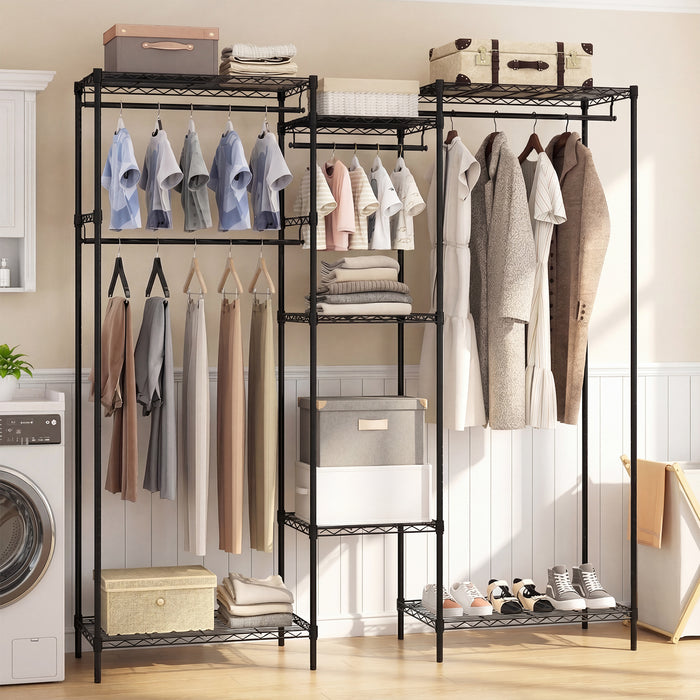 Portable Wardrobe Convertible Clothes Organizer with L-shape and Horizontal Installation-
