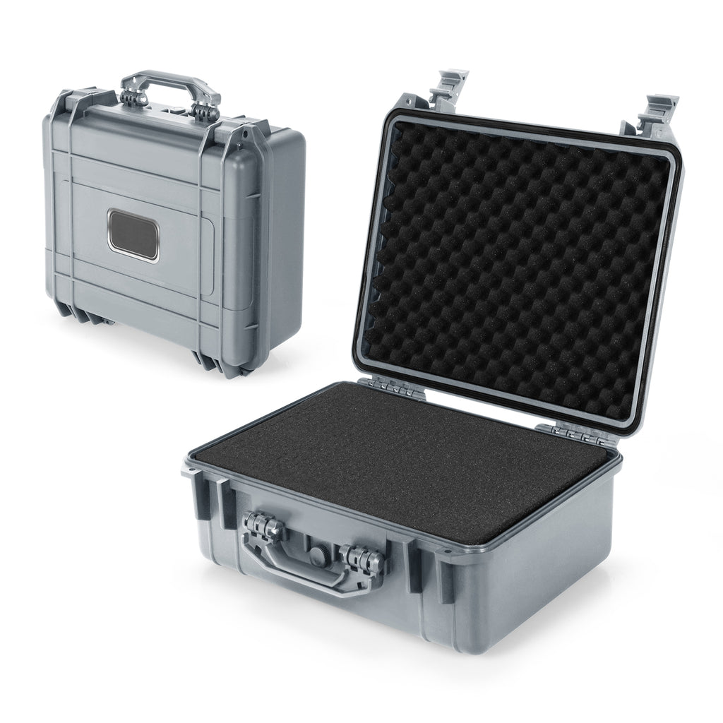 Portable Grey Waterproof Hard Case with Customizable Fit Foam-Grey-