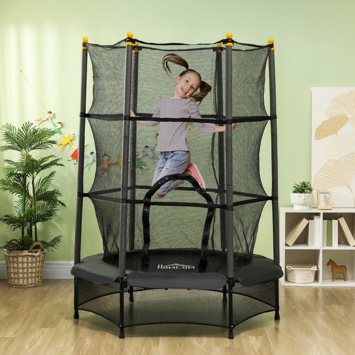 HOMCOM 4.6FT/75" Kids Trampoline, Indoor Outdoor Toddler Trampoline, with Safety Enclosure, Springless design - Black