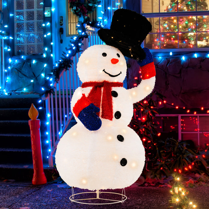 Pre-Lit Christmas Snowman with 120 Built-in LED Lights for Lawn