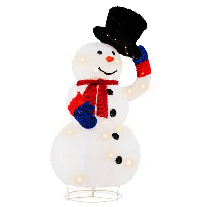 Pre-Lit Christmas Snowman with 120 Built-in LED Lights for Lawn