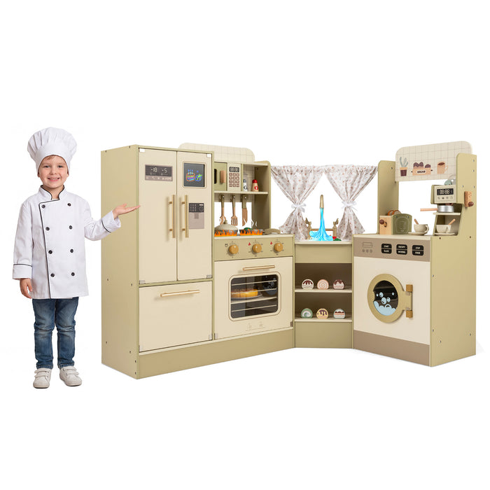 Pretend Play Kitchen Playset with Faucet and Dishwasher-