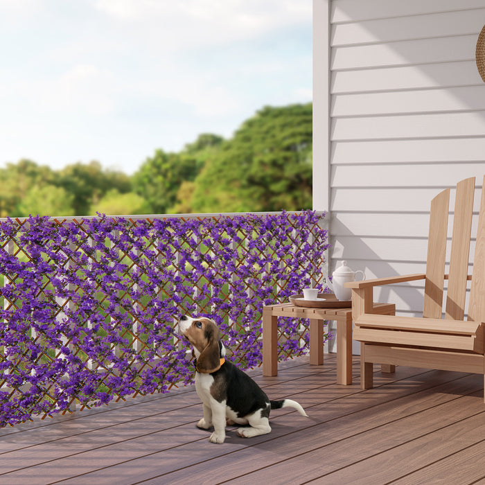 Decorative Fencing Panel with Real Willow Frame for Balcony Patio-Purple