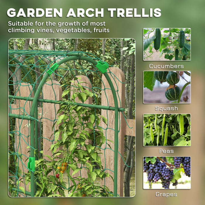 Outsunny 183 cm Tall Metal Garden Trellis, Arch Trellis for Climbing Plants Outdoor with Climbing Net