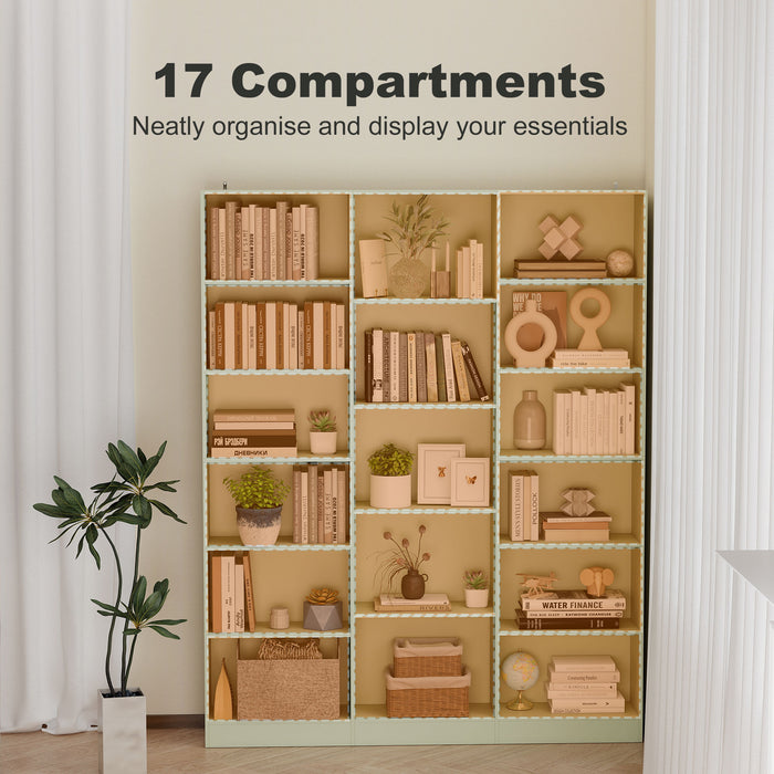 HOMCOM Bookcase with Open Storage, 6-Tier Bookshelf with Anti-Tipping Hardware, Light Green