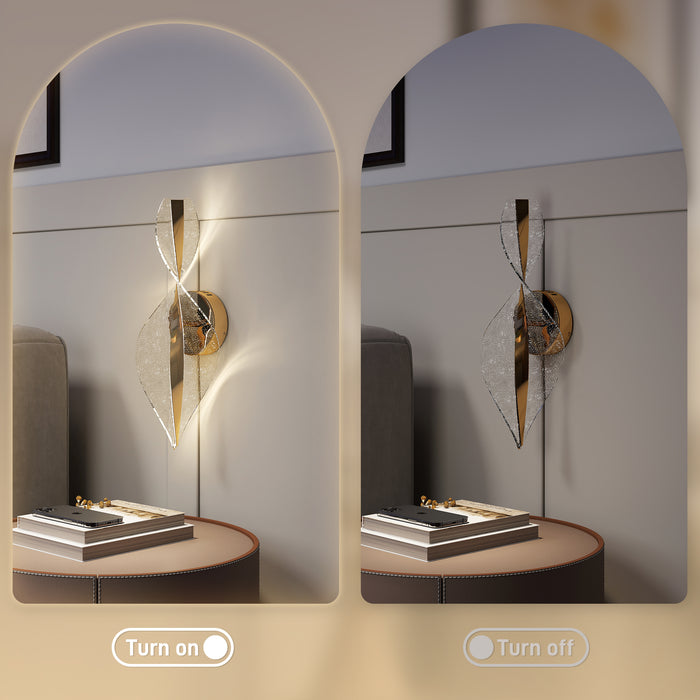 HOMCOM Led Wall Lamp 2 Pack, 13W Modern Indoor Spiral Wall Light, Colour Temperature Adjustable 3000K/4000K/6500K, for Bedroom, Living Room, Hallway, Stairs, Gold Tone