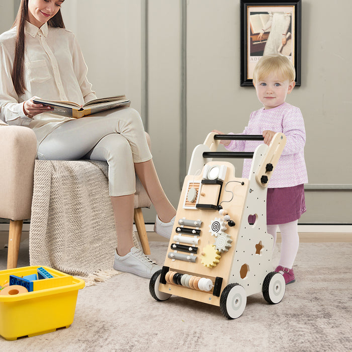 Push and Pull Wooden Baby Walker with Double Handles