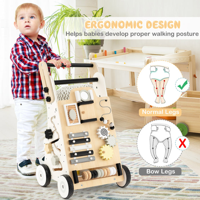 Push and Pull Wooden Baby Walker with Double Handles