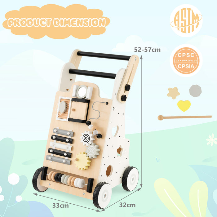 Push and Pull Wooden Baby Walker with Double Handles