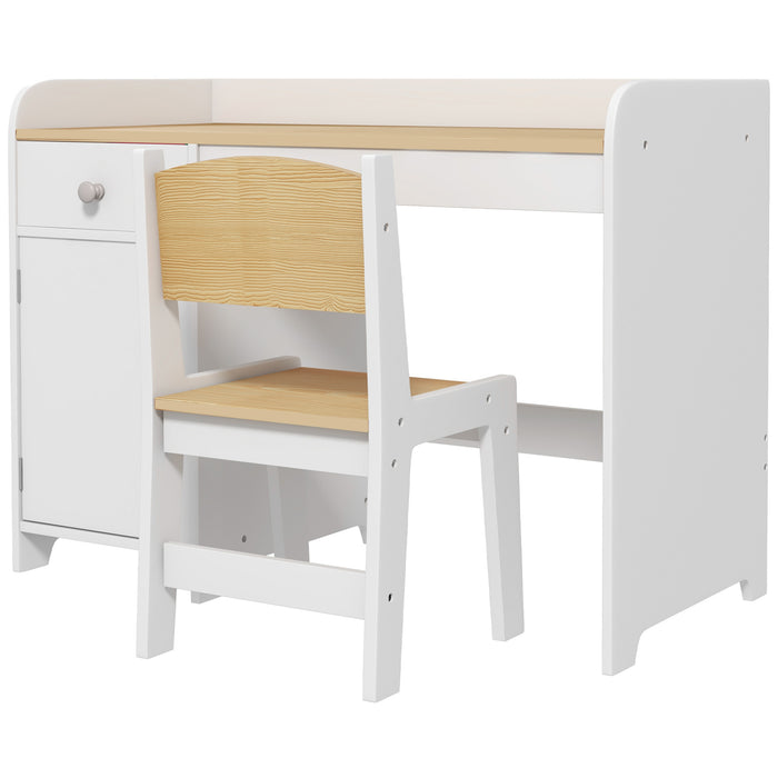 Kids Study Combo - Adjustable Desk & Chair Set with Storage for Ages 3-6 - Ergonomic Furniture for Children’s Learning and Creativity, White