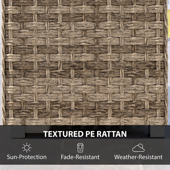 Outsunny Outdoor Coffee Table with Storage Shelf, PE Rattan Side Table with Slatted Top and Foot Pads, Light Brown