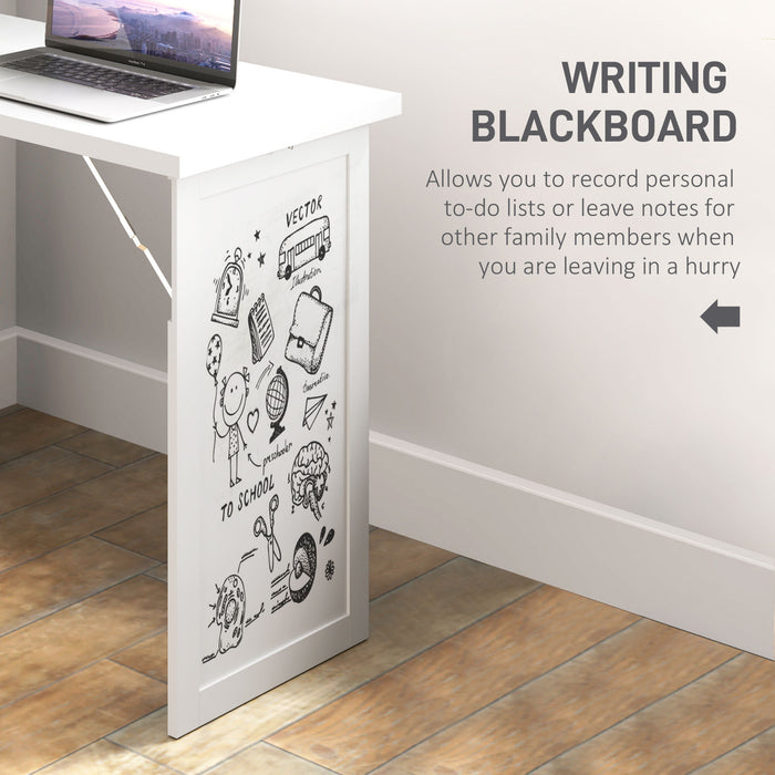 HOMCOM Three-Part Work Desk, with Storage and Chalkboard - White