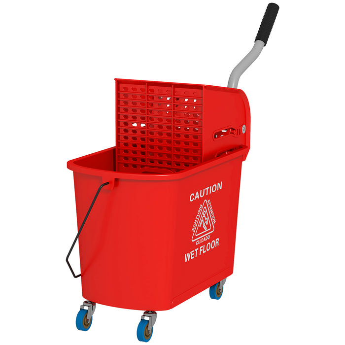 20L Mop Bucket with Wringer System - Portable Wheeled Floor Cleaning Solution with Dual Water Separation - Ideal for Efficient and Hygienic Home or Commercial Use