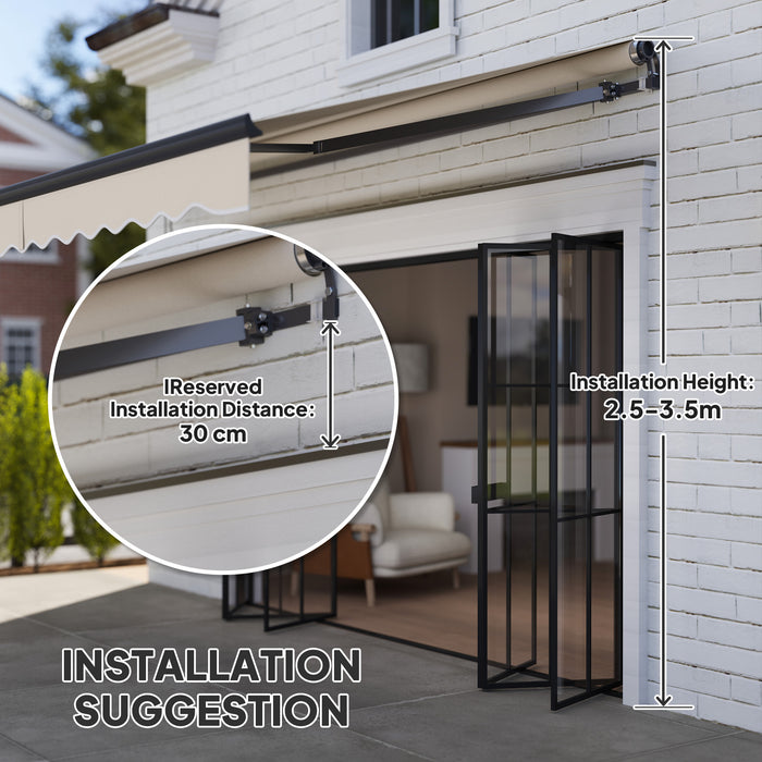Outsunny 3.5 x 3(m) Electric Awning with Remote Controller, Aluminium Frame DIY Retractable Awning, UV30+ Sun Shade Canopy for Garden Patio Deck Door Window, Beige