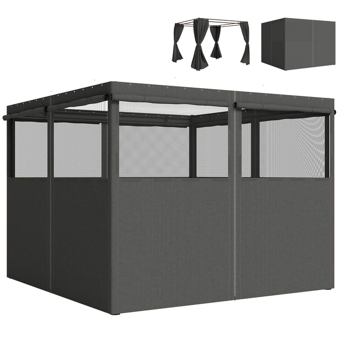 Outsunny 4 Pack Replacement Gazebo Curtains Privacy Panel for Most 3 x 3 m Gazebo, Outdoor Shelter Sidewalls, Dark Grey
