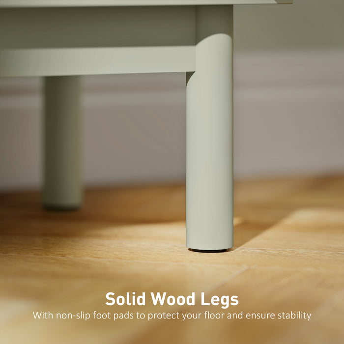 HOMCOM Rattan Bedside Table for Bedroom - Light Green