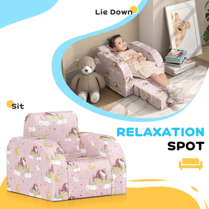 Kids' Foldable Soft Chair - Sponge Filled Snuggle Seat for Bedroom & Playroom - Perfect for Toddlers 18 Months to 3 Years, Pink