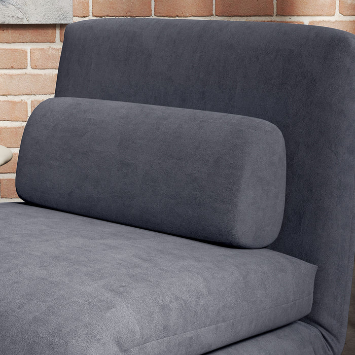 HOMCOM Single Sofa Bed, 1 Person Sleeper Foldable Lounge with Pillow, Charcoal Grey