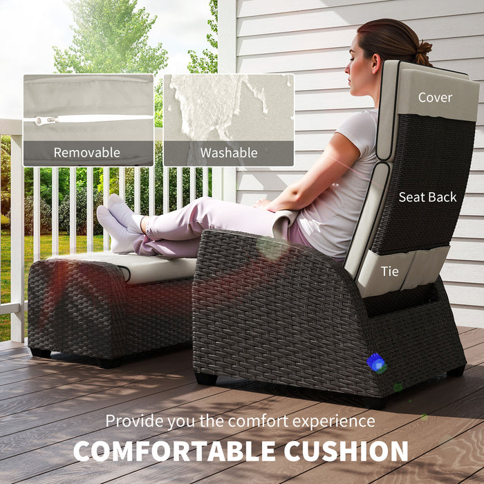 Outsunny 5-Piece Rattan Garden Furniture Set with Cushions - Brown