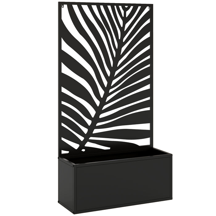 Outsunny Metal Garden Bed for Garden with Trellis, Wall Mounted or Freestanding Raised Planter with Privacy Screen